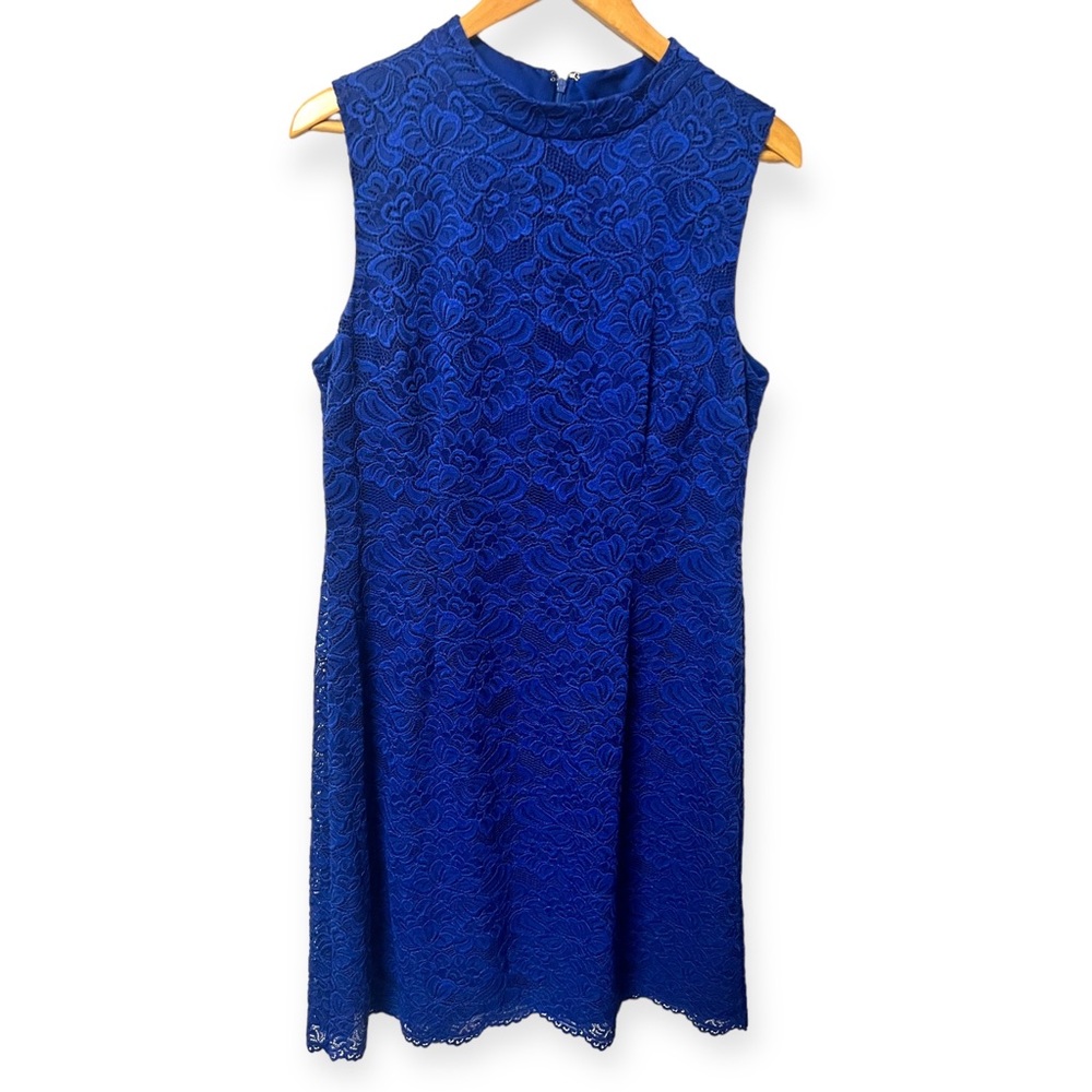Preston &York sleeveless high neck lace sheath dress
